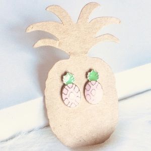 💌 🍩 Rose Gold Tone Pink Pineapple Earrings